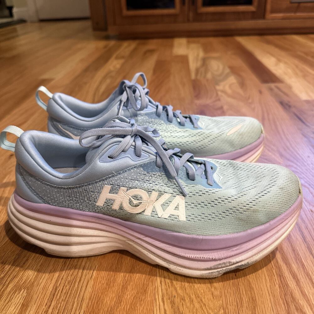 HOKA Bondi 8 Shoes Womens Size 10B Blue Purple Cushioned Running Sneakers